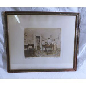 Wallace Nutting Original Antique Hand Colored Framed Art Signed by Nutting